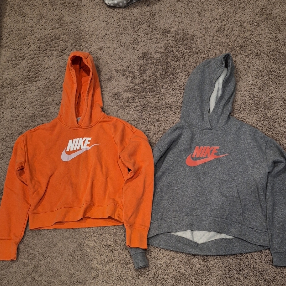 Nike Vibrant Orange and Classic Gray Hoodies